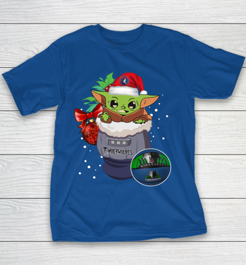 Minnesota Timberwolves Christmas Baby Yoda Star Wars Funny Happy NBA Youth T-Shirt 8