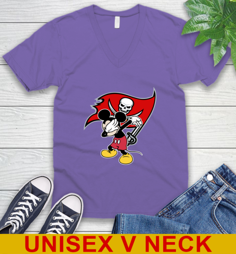 Tampa Bay Buccaneers NFL Football Dabbing Mickey Disney Sports V-Neck T-Shirt 9