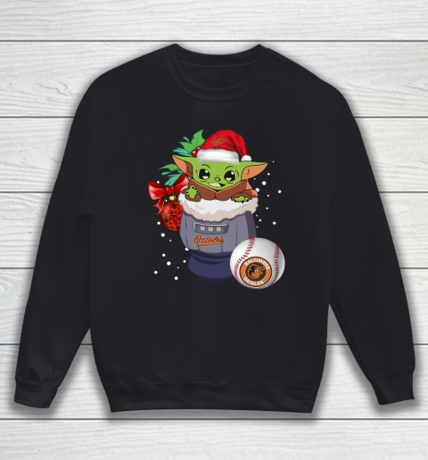 Baltimore Orioles Christmas Baby Yoda Star Wars Funny Happy MLB Sweatshirt