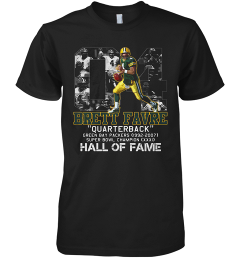 04 Brett Favre Quarterback Green Bay Packers 1992 2007 Super Bowl Champion Hall Of Fame Premium Men's T-Shirt