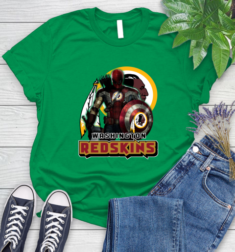 NFL Captain America Thor Spider Man Hawkeye Avengers Endgame Football Washington Redskins Women's T-Shirt 6