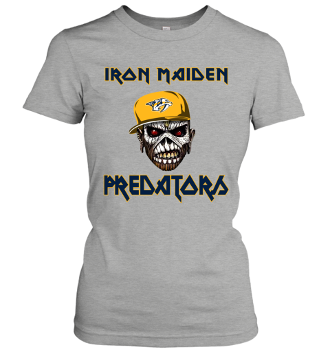 NHL Nashville Predators Iron Maiden Rock Band Music Hockey Sports ZvRNURournm ladies t shirt 20 95 151514 front ash