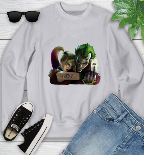Utah Jazz NBA Basketball Joker Harley Quinn Suicide Squad Youth Sweatshirt 4