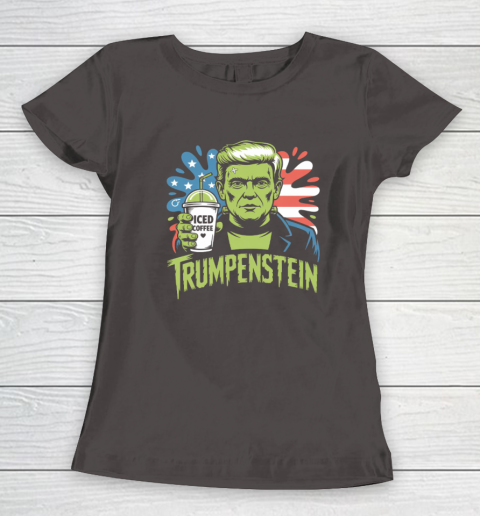 Trumpenstein Funny Iced Coffee Drink Halloween 4th of July USA Flag Women's T-Shirt 5