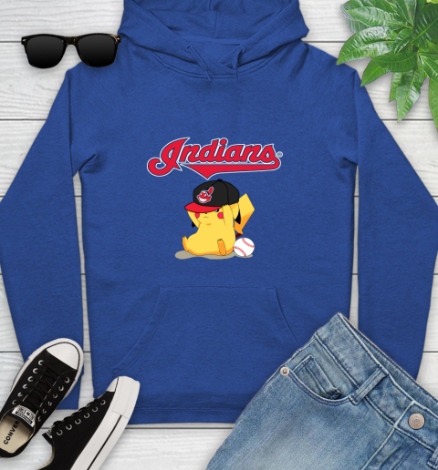 MLB Pikachu Baseball Sports Cleveland Indians Youth Hoodie 9
