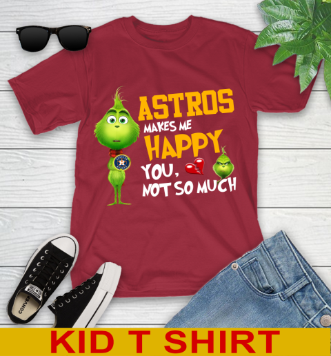 MLB Houston Astros Makes Me Happy You Not So Much Grinch Baseball Sports Youth T-Shirt 12