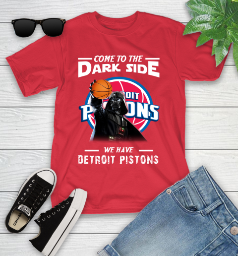 NBA Come To The Dark Side We Have Detroit Pistons Star Wars Darth Vader Basketball Youth T-Shirt 13