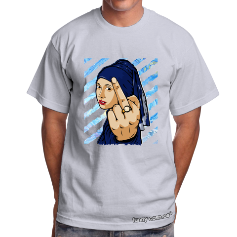 Air Jordan 11 Concord Lows Matching Sneaker Tshirt The Girl With The Pearl Earing Middle Finger Blue and White Jordan Shirt