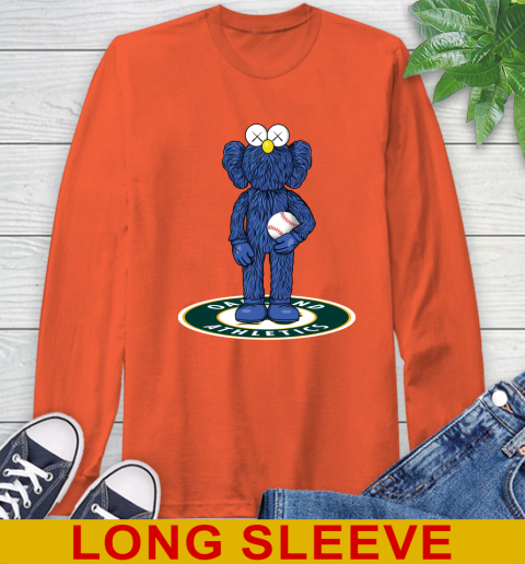 MLB Baseball Oakland Athletics Kaws Bff Blue Figure Shirt Long Sleeve T-Shirt 5