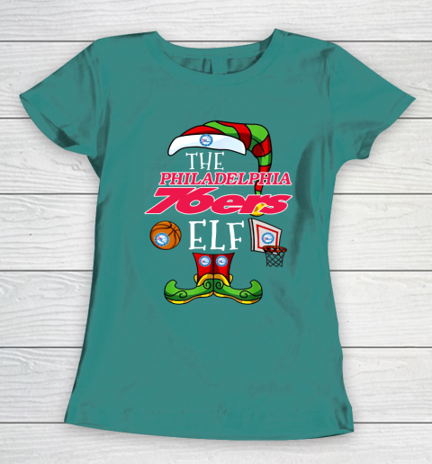 Philadelphia 76ers Christmas ELF Funny NBA Women's T-Shirt 10