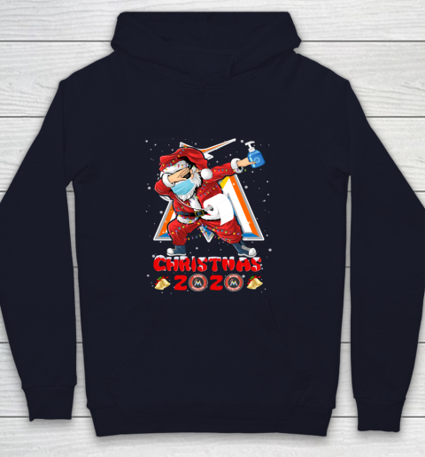 Miami Marlins Funny Santa Claus Dabbing Christmas 2020 MLB Youth Hoodie 2