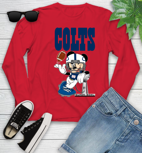 NFL Indianapolis Colts Mickey Mouse Disney Super Bowl Football T Shirt Youth Long Sleeve 11