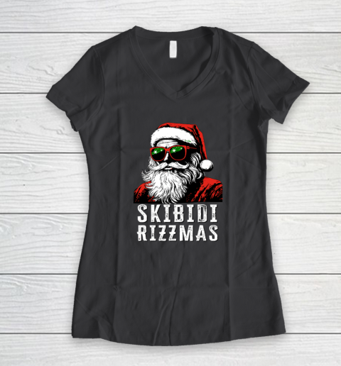 Skibidi Rizzmas Christmas Rizz Santa Claus Charisma Women's V-Neck T-Shirt 4
