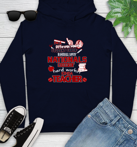 Washington Nationals MLB I'm A Difference Making Student Caring Baseball Loving Kinda Teacher Youth Hoodie 3
