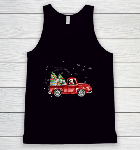Great Pyrenees Dog Red Car On The Way Delivery Christmas Tank Top