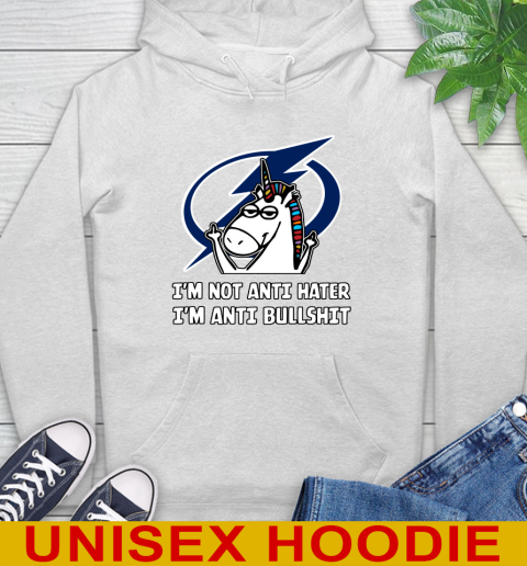 Tampa Bay Lightning NHL Hockey Unicorn I'm Not Anti Hater I'm Anti Bullshit Hoodie