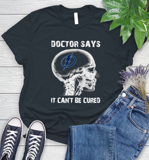 NHL Tampa Bay Lightning Hockey Skull It Can't Be Cured Shirt Women's T-Shirt 6