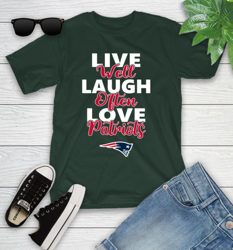 NFL Football New England Patriots Live Well Laugh Often Love Shirt Youth T-Shirt 4