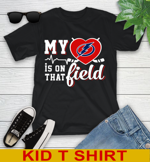 NHL My Heart Is On That Field Hockey Sports Tampa Bay Lightning Youth T-Shirt