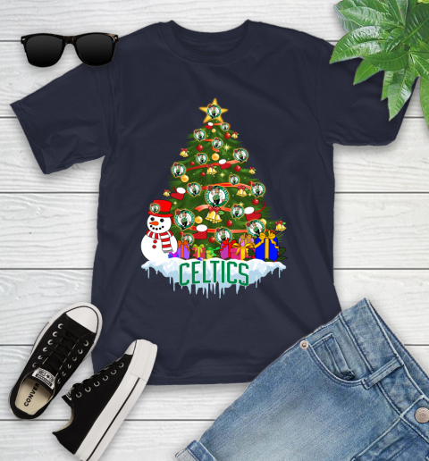 Boston Celtics Merry Christmas NBA Basketball Sports Youth T-Shirt 3