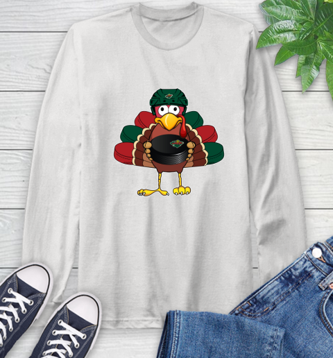Minnesota Wild Turkey Thanksgiving Day Long Sleeve T-Shirt