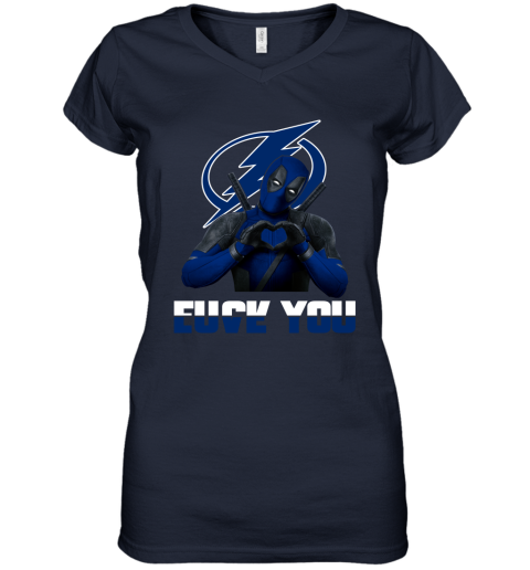 NHL Tampa Bay Lightning Deadpool Love You Fuck You Hockey Sports 7nIjqXruDDC women v neck t shirt 39 95 151514 front navy