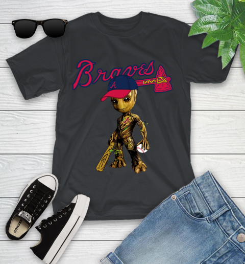 MLB Atlanta Braves Groot Guardians Of The Galaxy Baseball Youth T-Shirt 2