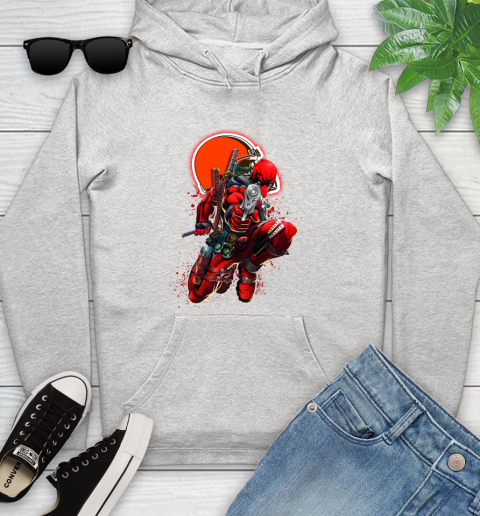 NFL Deadpool Marvel Comics Sports Football Cleveland Browns Youth Hoodie