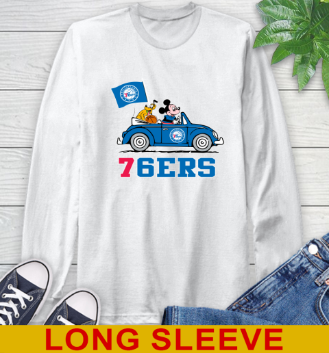 NBA Basketball Philadelphia 76ers Pluto Mickey Driving Disney Shirt Long Sleeve T-Shirt