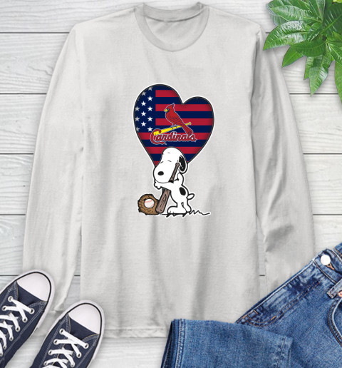 St.Louis Cardinals MLB Baseball The Peanuts Movie Adorable Snoopy Long Sleeve T-Shirt