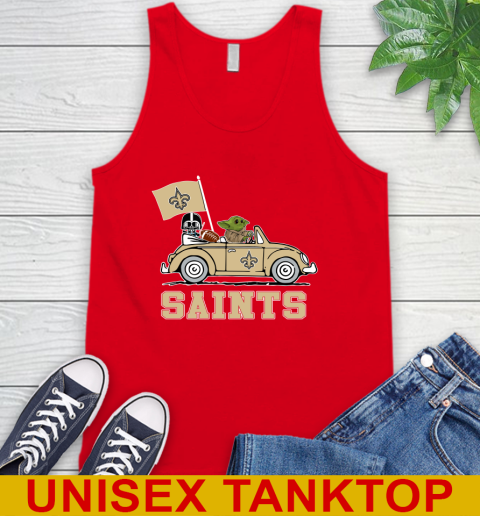 NFL Football New Orleans Saints Darth Vader Baby Yoda Driving Star Wars Shirt Tank Top 6