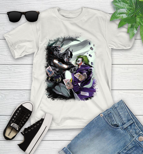 Seattle Seahawks NFL Football Batman Fighting Joker DC Comics Youth T-Shirt