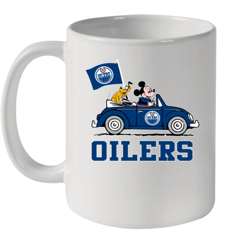 NHL Hockey Edmonton Oilers Pluto Mickey Driving Disney Shirt Ceramic Mug 11oz