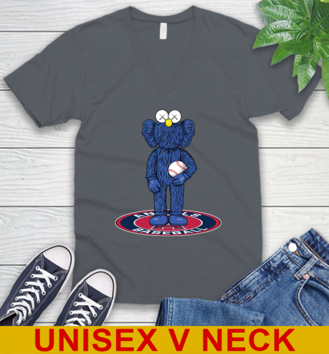 MLB Baseball Los Angeles Angels Kaws Bff Blue Figure Shirt V-Neck T-Shirt 5