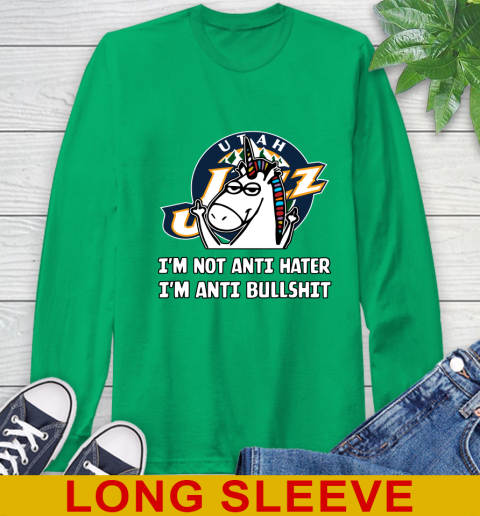 Utah Jazz NBA Basketball Unicorn I'm Not Anti Hater I'm Anti Bullshit Long Sleeve T-Shirt 7