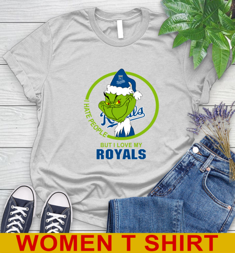 Kansas City Royals MLB Christmas Grinch I Hate People But I Love My Favorite Baseball Team Women's T-Shirt
