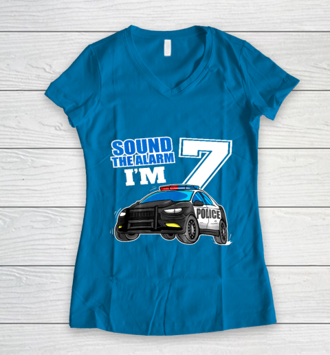 Kids Police Car 7th Birthday Shirt Boy 7 Cop Policeman Officer 7 Year Old Women's V-Neck T-Shirt 5