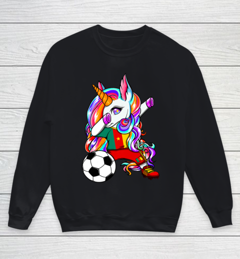 Dabbing Unicorn Cameroon Soccer Fans Jersey Flag Football Youth Sweatshirt