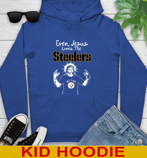 Pittsburgh Steelers NFL Football Even Jesus Loves The Steelers Shirt Youth Hoodie 10