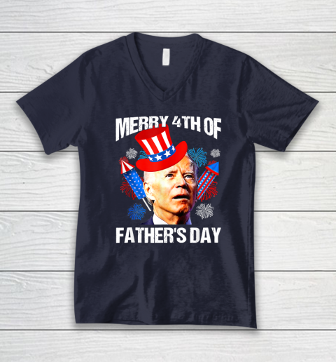 Joe Biden Confused Merry 4th Of Fathers Day Fourth Of July V-Neck T-Shirt 2