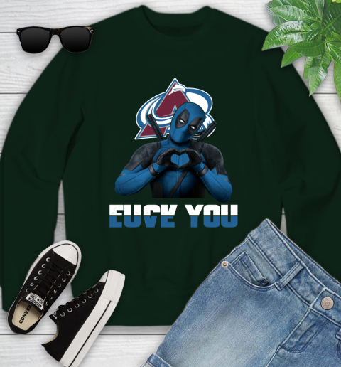 NHL Colorado Avalanche Deadpool Love You Fuck You Hockey Sports Youth Sweatshirt 9