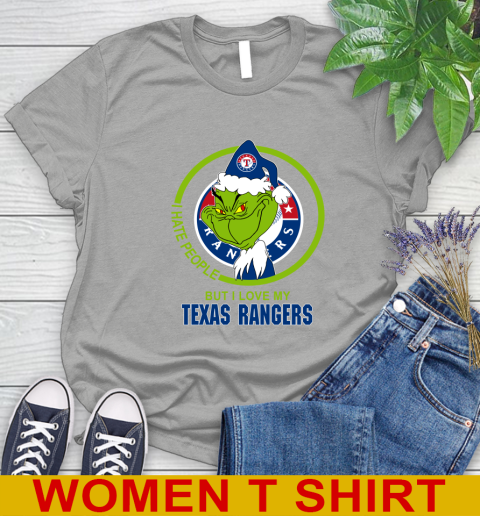 Texas Rangers MLB Christmas Grinch I Hate People But I Love My Favorite Baseball Team Women's T-Shirt 11