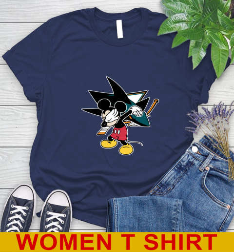 San Jose Sharks NHL Hockey Dabbing Mickey Disney Sports Women's T-Shirt 12