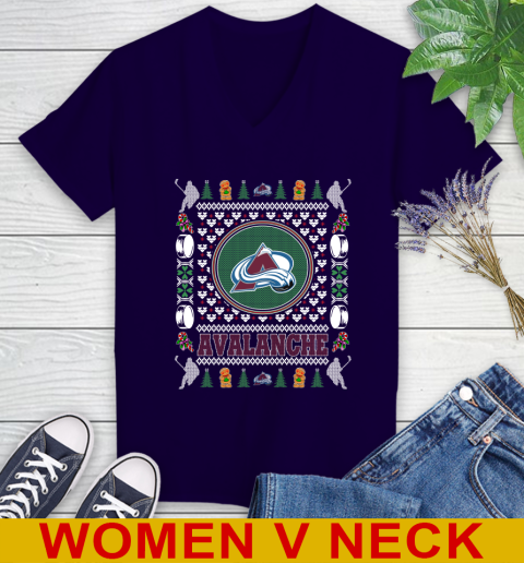 Colorado Avalanche Merry Christmas NHL Hockey Loyal Fan Women's V-Neck T-Shirt 3