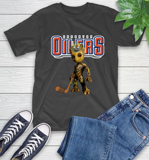 Edmonton Oilers NHL Hockey Groot Marvel Guardians Of The Galaxy T-Shirt 2