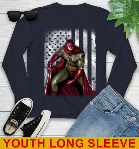 Atlanta Falcons NFL Football Batman DC American Flag Shirt Youth Long Sleeve Tee For Sports