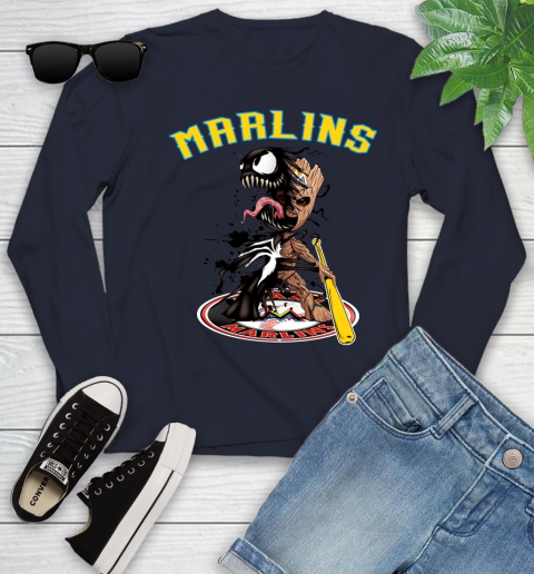 MLB Miami Marlins Baseball Venom Groot Guardians Of The Galaxy Youth Long Sleeve 3