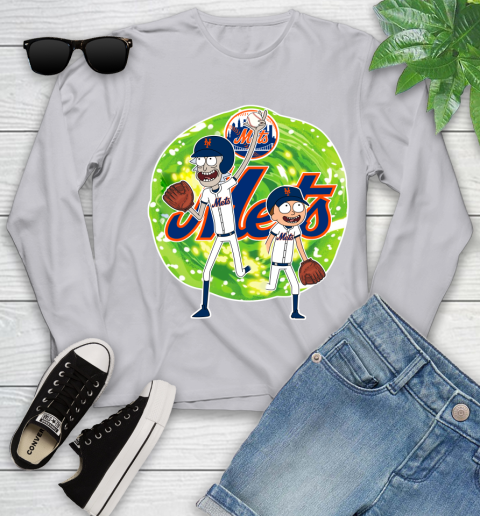 MLB New York Mets Rick And Morty Baseball Sports Youth Long Sleeve 5