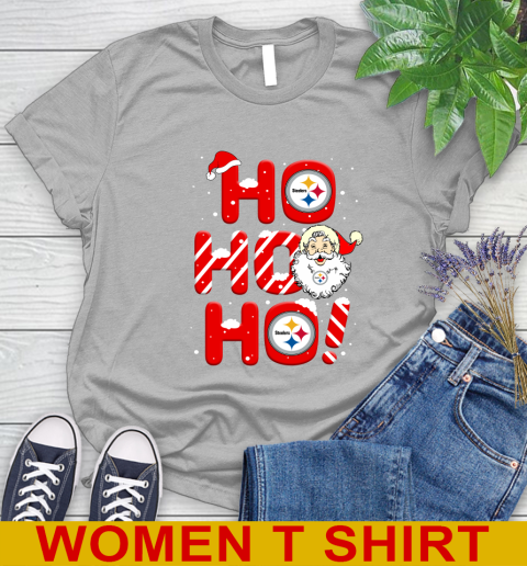 Pittsburgh Steelers NFL Football Ho Ho Ho Santa Claus Merry Christmas Shirt Women's T-Shirt 5