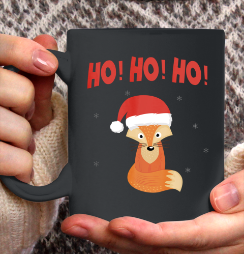 Retro Ho Ho Ho Christmas Santa Group Fox Ceramic Mug 11oz